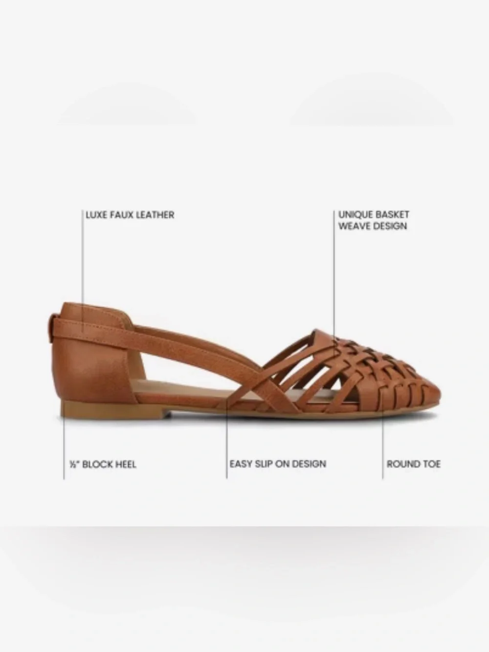 JOURNEE Huarache Woven Slingback Flat Sandals size 9.5 GUC cognac